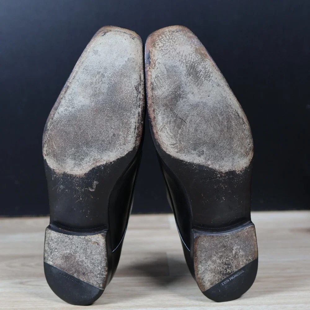 Bruno Magli Shoes Mens Size 11 Black Dress Derby Leather Apron Toe Made in Italy